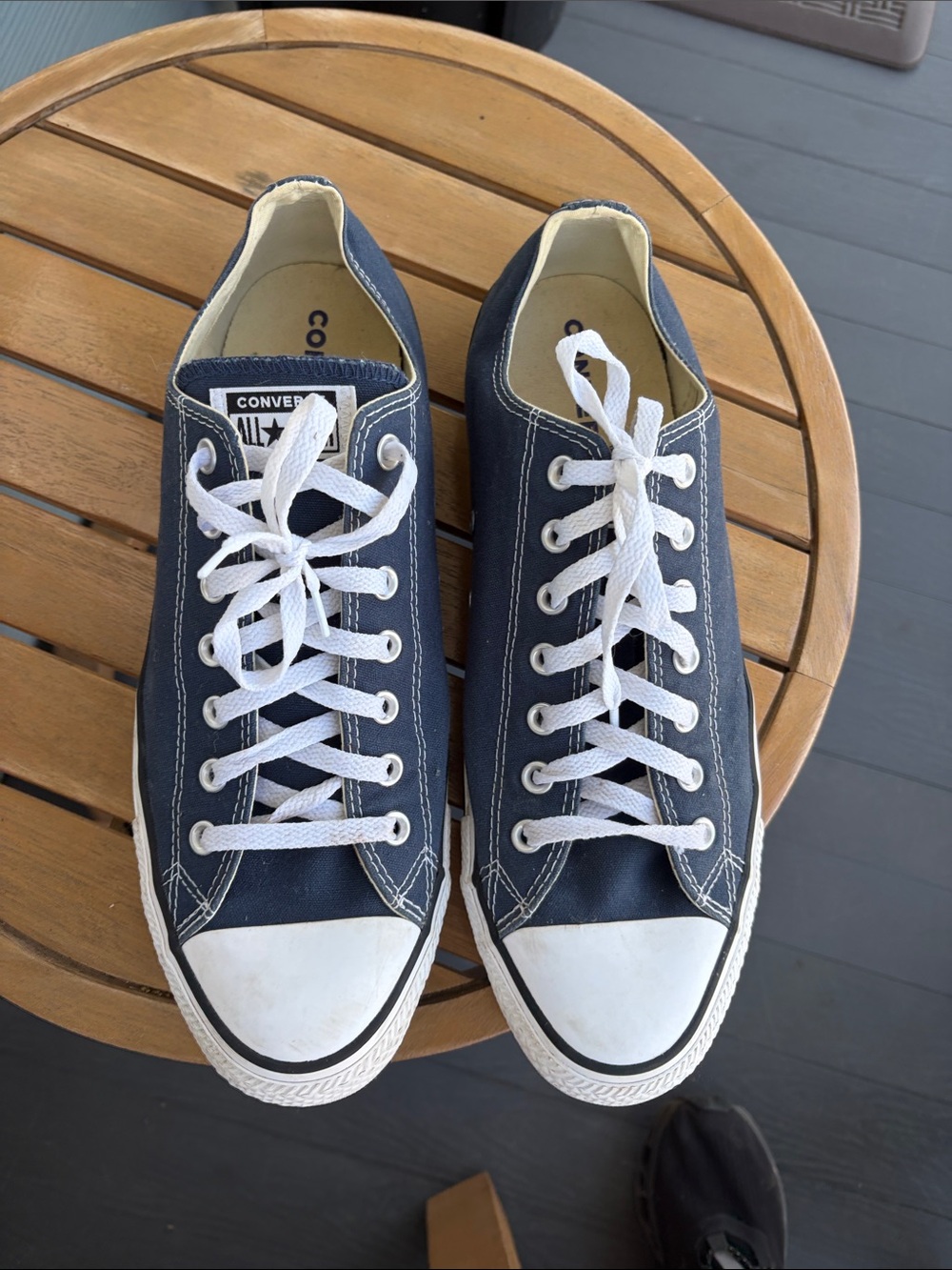Converse Men’s Navy and White Low Top Canvas Sneakers